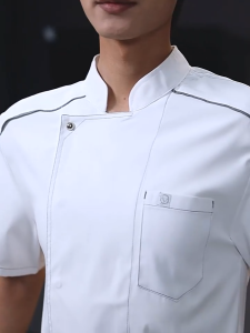 เสื้อเชฟคุณภาพสูง เสื้อทำงาน แขนสั้น ราคาคุ้มค่า โรงแรม ร้านอาหาร โรงเรียน  ระบายอากาศได้ ขาว / ดำ 【จัดส่งภายใน 24 ชั่วโมง】