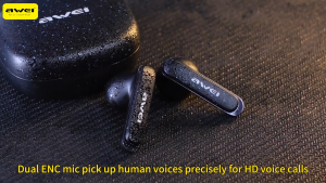 Awei T66 ENC Bluetooth earphone bluetooth 5.3 TWS Wireless Earbuds IPX6 Waterproof Stereo Sports Earhook Earphones Noise Reduction speaker With Dual HD Microphone headphone