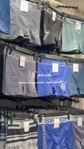 6Pcs Boxer SPACH Men M018 Seamless Motif / CD Pria Dewasa / Motif Polos Garis / Warna Random / Tulisan Men
