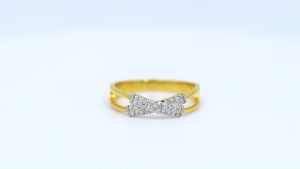 Happy Jewelry แหวนแถวคู่กากบาท เก๋ๆ สวยๆ ทองแท้ 9k 37.5% เพชรเกสร ME899