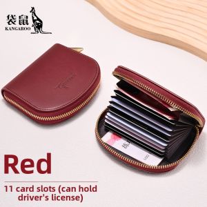 Kangaroo | Womens Card Wallet with Multiple Card Slots Head Layer Cattle Leather