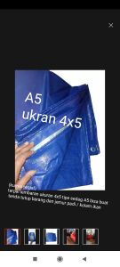 terpal lembaran bagus murah ukuran 4x5 tipe A5 warna biru silver bisa buat kolam dan tenda / jemur padi