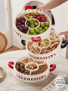 JOJOS L. PD Nordic Style Plastic Fruit Tray Snacks Four Grids Living Room Coffee Table Dry Fruit Box Home Decor Dining Table