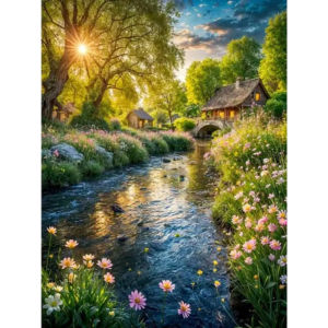 500/1000/1200/2000PCS Jigsaw Puzzle Peaceful Serene Cozy Tree House By The River Scenery For Adults Perfect Gift