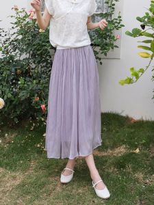 Shiny Diamond Half Skirt A-Line Umbrella Skirt Womens Summer New Style Pearl Shiny Glimmering Polyester High Waist Midi Skirt