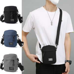 Mens Minimalist Crossbody Bag Fashionable Oxford Cloth Single Shoulder Bag Casual Trendy Small Square Backpack for Mobile Phone