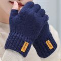 Winter Half-Finger Knitted Gloves for Men: Warm, Stretchy, Thick – Fits Office, Bicycle, Driving & Student Writing. 