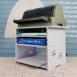 ชั้นวางเครื่องพิมพ์หลายชั้นสำหรับห้องทำงานสไตล์โมเดิร์นเรียบง่ายพร้อมฝาป้องกันความชื้นสำหรับจัดระเบียบสิ่งของบนโต๊ะทำงาน
