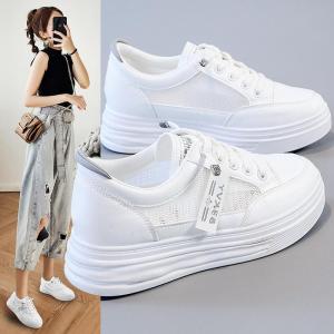 Womens Casual Sports Shoes Breathable Thick Bottom High Top Sneakers Summer 2025 Fashion Inner Heightening White Mesh Shoes