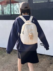 กระเป๋าเป้สะพายหลังผ้าฝ้ายแบบลำลองสำหรับนักเรียนมัธยมปลายและนักศึกษาวิทยาลัย Luself ดีไซน์เรียบง่าย หลากหลายสไตล์ สำหรับผู้หญิง กระเป๋าเป้สะพายหลังแบบลำลอง