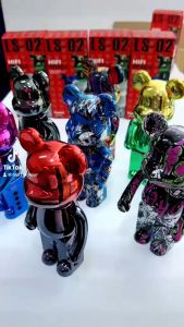 Bear Design Bluetooth Speaker 800mAh TWS Stereo Surround Sound Colorful Graffiti Metallic Bear  21CM Violent Bear Wireless Fashion Christmas Gift Birthday Present