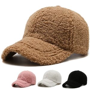 Womens Autumn/Winter Korean Style Trendy Beanie Hat with Teddy Fleece Thickening for Warmth Baseball Cap