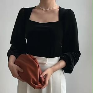 Niceface Atasan Wanita Blouse Top Sabrina Elegan fashion korea
