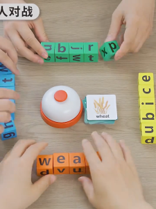 Yowxii English Spelling Game for Kids 40 Word Cards Alphabet Letter Blocks with Bell Preschool Vocabulary Word Building Educational Learning Toy for Home & Classroom