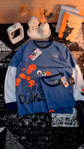 Baju Anak Lengan Panjang / Kaos Anak Laki Laki Tangan Panjang / Pakaian Anak 3 Sampai 10 Tahun / Kaos Anak Perempuan Dan Laki Laki MR.Cookies Biru Muda PAKAIAN ANAK CUTE DAN FASHIONABLE DARI UNICUTS Pakaian Anak Atau Setelan Anak PROMO KAOS ANAK UNICUTS