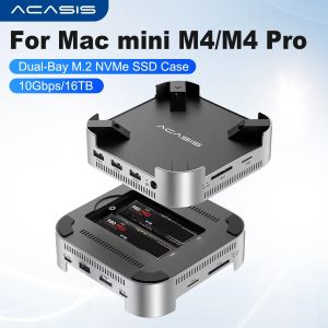 Acasis | Acasis 10Gbps USB-C Docking Station Dual-bay M.2 NVMe SSD Enclosure 16TB HDMI SD/TF 3.0 for Mac Mini M4/M4 Pro With Cooling Fan