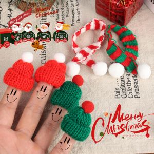 20ชิ้นผ้าพันคอขนาดเล็กสำหรับหมวกมินิเทศกาลคริสต์มาสหมวกถักนิตติ้งแบบทำมือหมวกประดับขวดไวน์หมวกขวดไวน์คริสต์มาสตกแต่งโต๊ะดินเนอร์