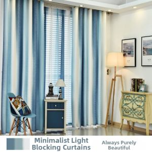 Gradual Color Striped Linen Curtains