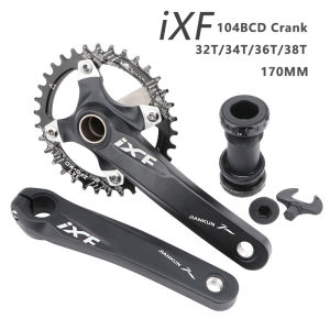 IXF MTB 104BCD Crank 32T 34T 36T 38T Mountain Bike Cranks 170MM Hallowtech Crankset Ultra Light Aluminum Alloy Crank Arm With Bottom Bracket & Chainring Bicycle Crank kit(IXF-ZKQB)