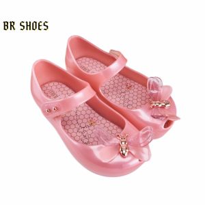 Melissa Official Store mini shoes Bee Decorative Childrens Shoes Girls Princess girl kids shoes Girls Ballet Flat Shoes Fish-toe Shoes