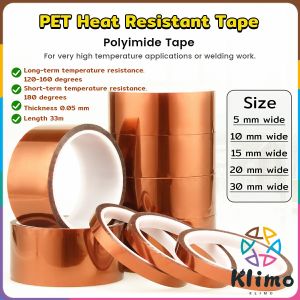 Klimo High Temperature Tape Heat Press Tape Polyimide Film Adhesive Tape 33m