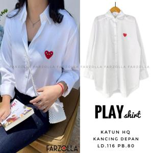 Kemeja Wanita Putih Kancing Aktif Fit to XXL LD 116 cm/Play Tunik