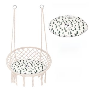 Large 60CM Swinging Chair Cushion Simple Cartoon Pattern Indoor Outdoor Hanging Chair Pad Suitable for Swing Plant Floral Design