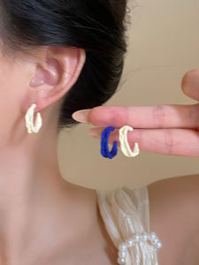 Klein Blue Irregular Earrings Womens Unique Drop Earrings 2025 New Hot High-End Sensation Ear Jewelry Alloy Plated Silver