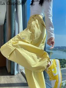 High Waist Loose Fit American Style Workwear Pants for Women Yellow Autumn 2025 New Arrival Hiking Sports Trousers