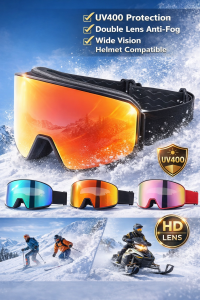 JSJM Professional HD Double Layer Ski Goggles Anti-Fog UV400 Snowboard Snowmobile Outdoor Sports Adult Snow Glasses