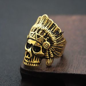 Cincin Elegan Desain Indian Rock Skull (Adjustable)