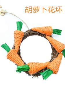 Best Selling Rabbit Chew Toy Bird Teeth Grinding Pet Carrot Flower Ring Carrot Chew Stick for Parrots And Other Bird Species