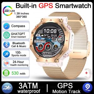 2025 For HUAIWE Military Outdoor GPS Sports Smart Watch Men 1.39" 5ATM Waterproof 530mAh ChatGPT AI Assistant Compass Smartwatch