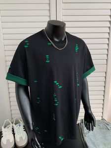 ZHUOCAN | Hole Design Retro Contrast Color Cotton T-shirt