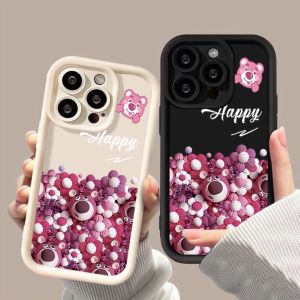 Phone Case Strawberry Bear For iphone 11 12 13 14 15 Pro Max Casing silicone xr xs Max 7 8 Plus 11Pro 13Plus
