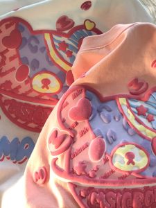 Chubby Girl Japanese-Style Retro Tulip Short-Sleeved T-shirt Mens and Womens XL Extra Large Loose Pure Cotton Couple Wear Tops Summer