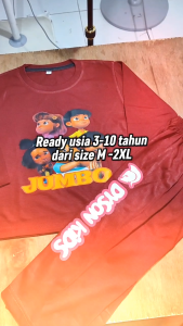 Baju Piyama Setelan Lengan Panjang Anak Laki Laki Motif Jumbo Karakter Lima Sahabat Usia 1 -10 Tahun