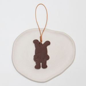 Handmade Leather Dog Keychain Pendant Cute Pet Accessories Personalized Bag Decorations inside out Design Leather Goods