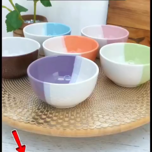 Mangkok Keramik Two Tone 4 Inch Warna Cantik untuk Sup Dessert & Camilan