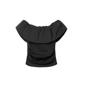 BINKAFENNY | French Style White Ruffle One Shoulder Short Sleeve Shirt Women Summer Design Beautiful Personality Bare Shoulder Top