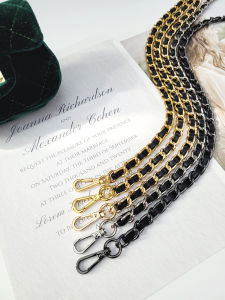 Classic Style Bag Chain Leather Perforating Black Bag Strap High-End One-Shoulder Crossbody Armpit Chain without Buckle Single Buy Does Not Fade