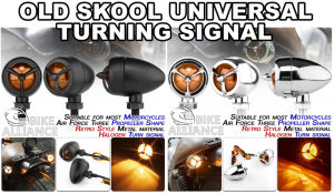 ✔READY STOCK✔HARLEY CAFE RACER METAL CHROME BLACK RETRO LED TURNING SIGNAL LIGHT UNIVERSAL OLD SKOOL CLASSIC