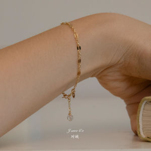 JWOOCO Original 14K Gold-Plated Natural White Crystal Lightweight Lace Simple Bracelet for Women Washable
