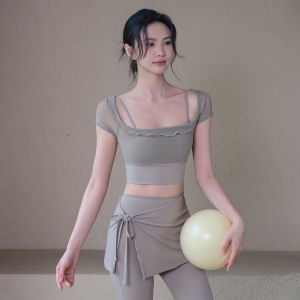 Womens Yoga Fitness Clothes Summer Mesh Short Sleeve Sport Top Pilates Training Exercise T-Shirt Slimming Design