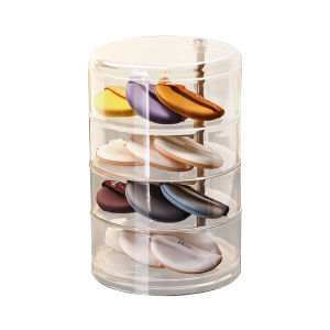 Hộp Đựng Bông Trang Điểm Acrylic Xoay Hộp Đựng Đồ Trang Trí Bàn Làm Việc Hộp Đựng Đồ Trang Sức Tai Trẻ Em Hộp Đựng Phụ Kiện Tóc