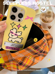 Sleepless Hostel รั้งโทรศัพท์มือถือแบบพับได้โลหะ 3 มิติ ลายตัวอักษร ดีไซน์เรียบง่าย สำหรับ Apple 17promax ลายสุนัขน่ารัก