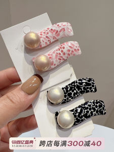 กิ๊บติดผมลายเสือดาวสีชมพู กิ๊บติดผมแบบหนีบปากเป็ดสไตล์เกาหลีสำหรับเด็กผู้หญิง กิ๊บติดผมแบบมีหินปูนสำหรับผู้หญิง