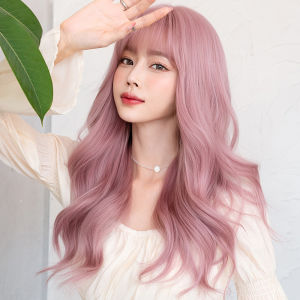 7JHH WIGS Wig human hair washable for women Curly Hair Natural Fluffy Big Wave Long Hair Popular Pink Long Deep Wave Hair Lolita Wigs With Bangs Synthetic Wig For Women Fashion Thick Curls Wigs Girl