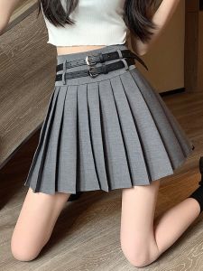 Váy Ngắn Xếp Ly Nữ Mùa Hè 2023 Váy Chữ a Cạp Cao Hai Thắt Lưng Phong Cách Hàn Quốc Váy Ngắn Thanh Lịch Giảm Béo