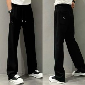 High Quality Mens Casual Straight Leg Pants Versatile Comfortable Loose Fit Classic Triangle Logo Cotton Polyester Blend